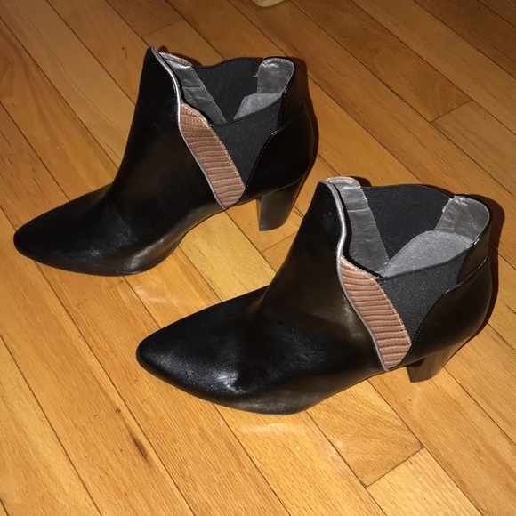 MARK Black Faux Leather Heeled Ankle Boots - Picture 1 of 7